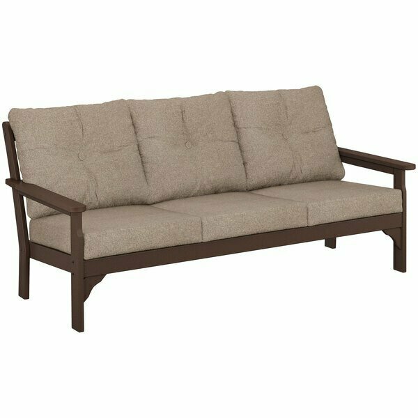 Polywood Vineyard Mahogany / Spiced Burlap Deep Seating Sofa 633GN69MA146